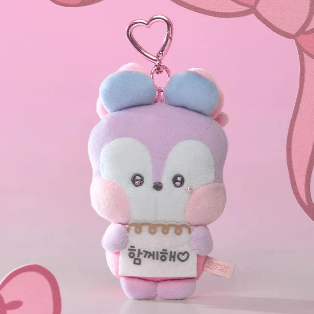 BT21 minini I LOVE YOU MESSAGE BOOK PLUSH KEYRING RIBBONED U (7 VERSIONS) - Image 5
