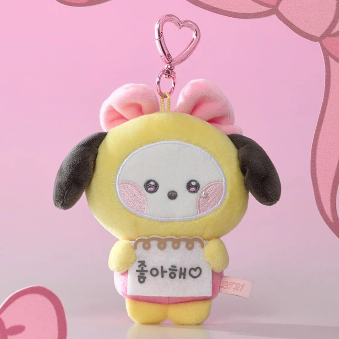 BT21 minini I LOVE YOU MESSAGE BOOK PLUSH KEYRING RIBBONED U (7 VERSIONS) - Image 6