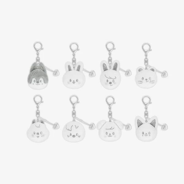 STRAY KIDS - DOMINATE : CELEBRATE POP-UP STORE MD - SKZOO FACE KEYRING SILVER VER. (8 VERSIONS)